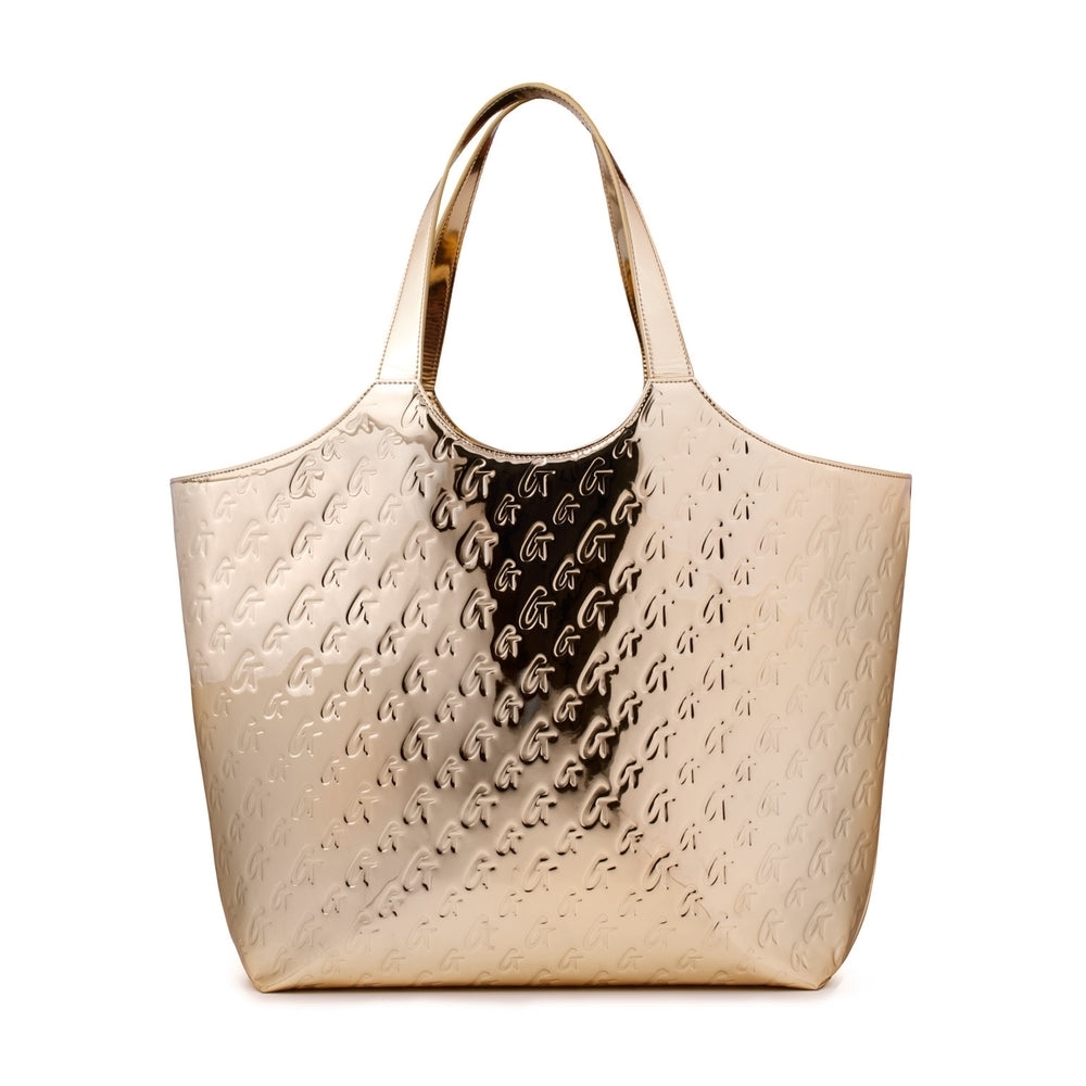SOLD- BRAND NEW- Glamaholic Metallic Monogram Maxi Tote